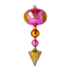 Cerise Saffron Solstice | Hand-Painted Glass Ornament | Blubom 2025-205