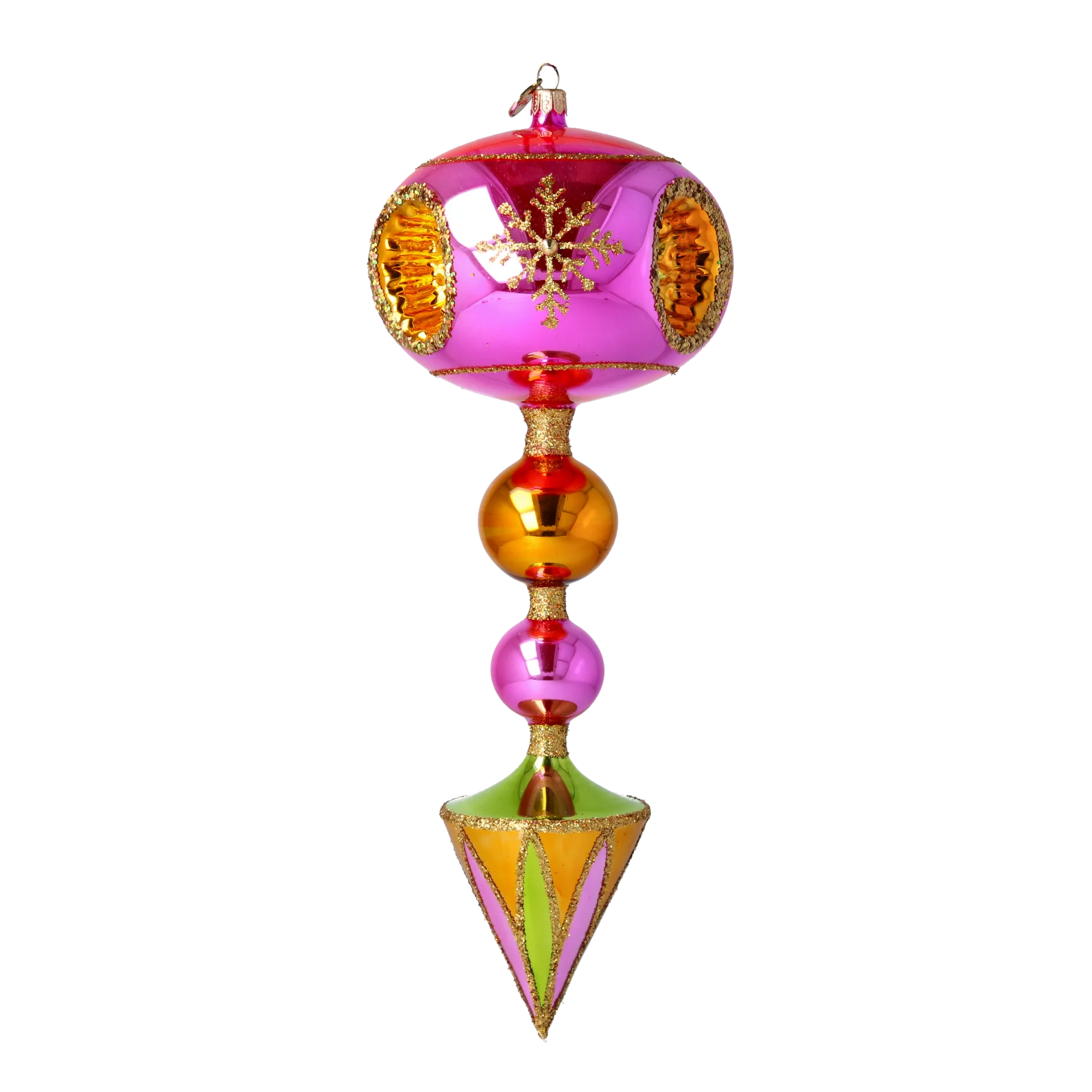 Cerise Saffron Solstice | Hand-Painted Glass Ornament | Blubom 2025-205