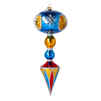 Sapphire Frost Nocturne | Hand-Painted Glass Ornament | Blubom 2025-206