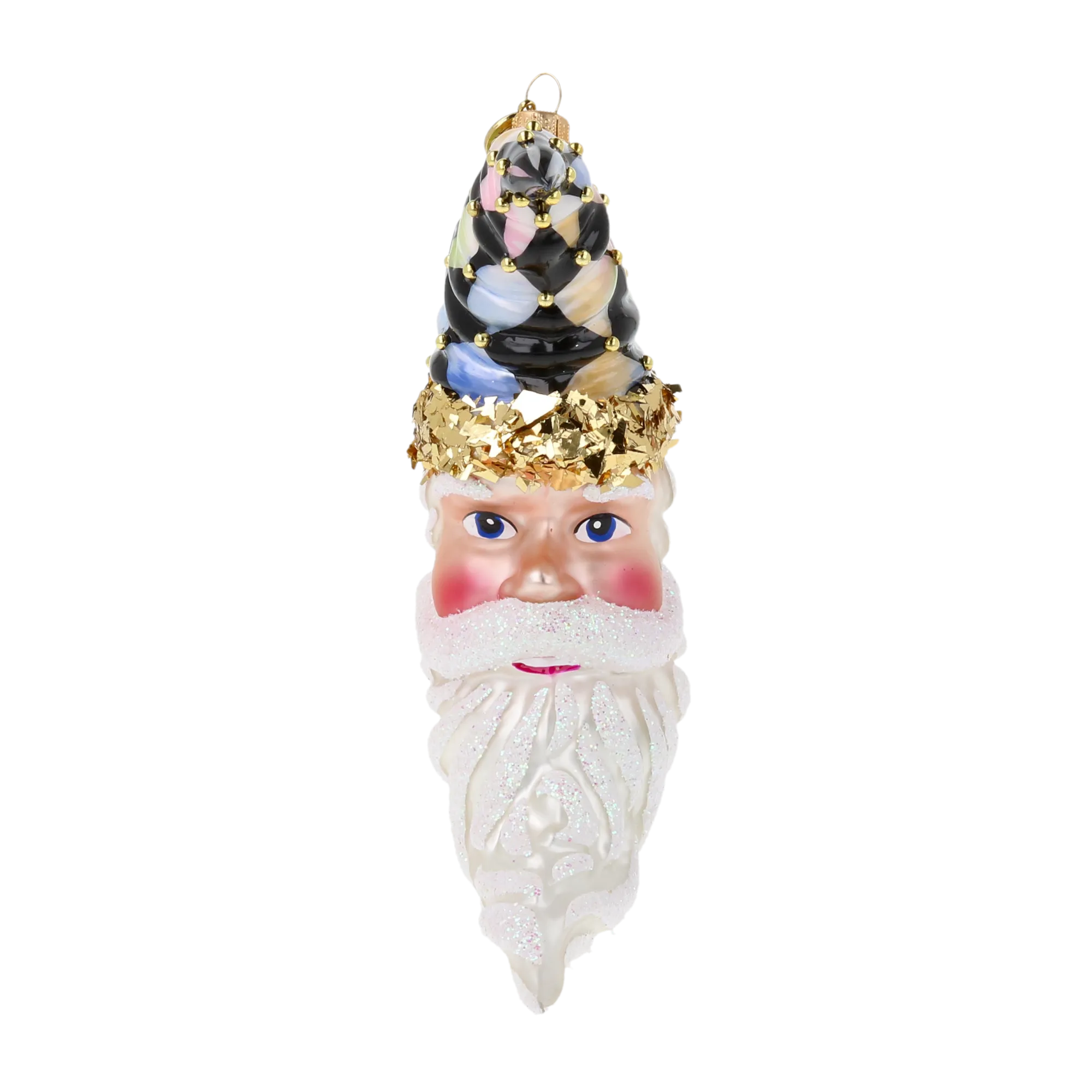 Harlequin Moon Santa Premium christmas glass ornament 2025-208