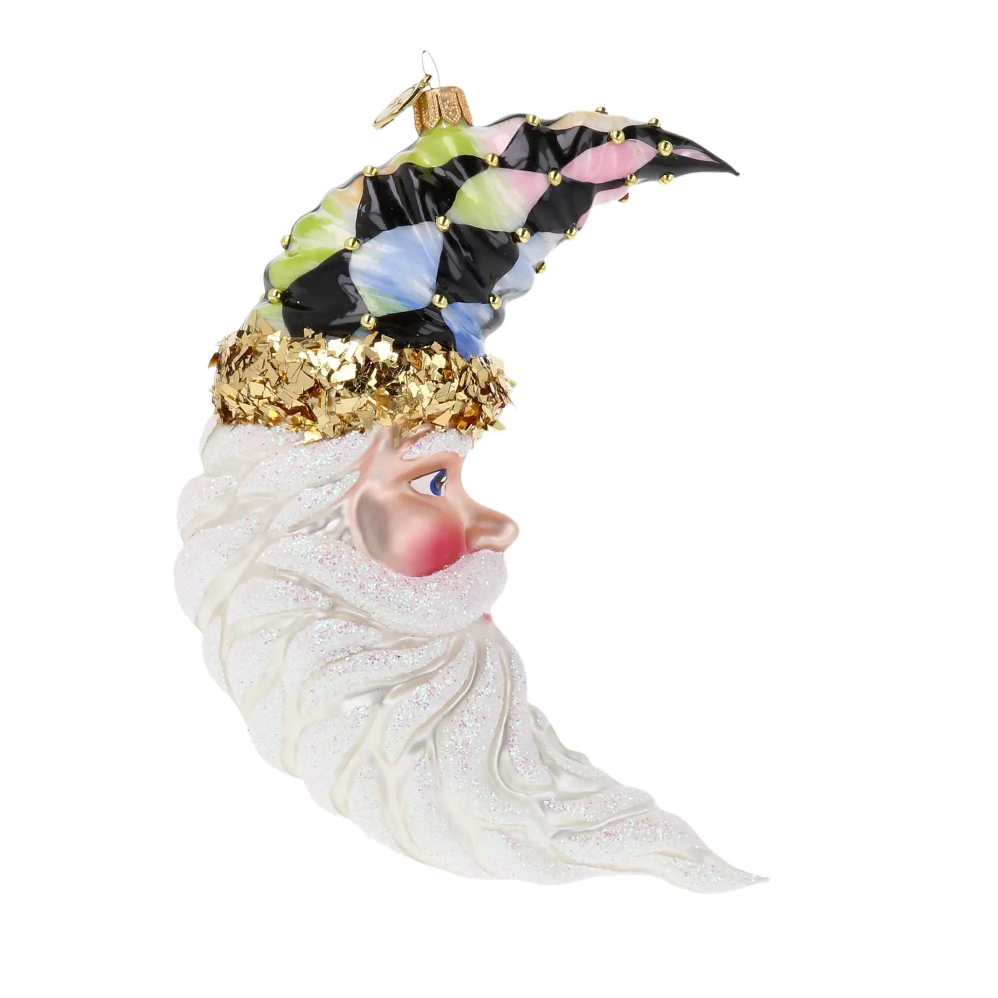 Harlequin Moon Santa Premium christmas glass ornament 2025-208