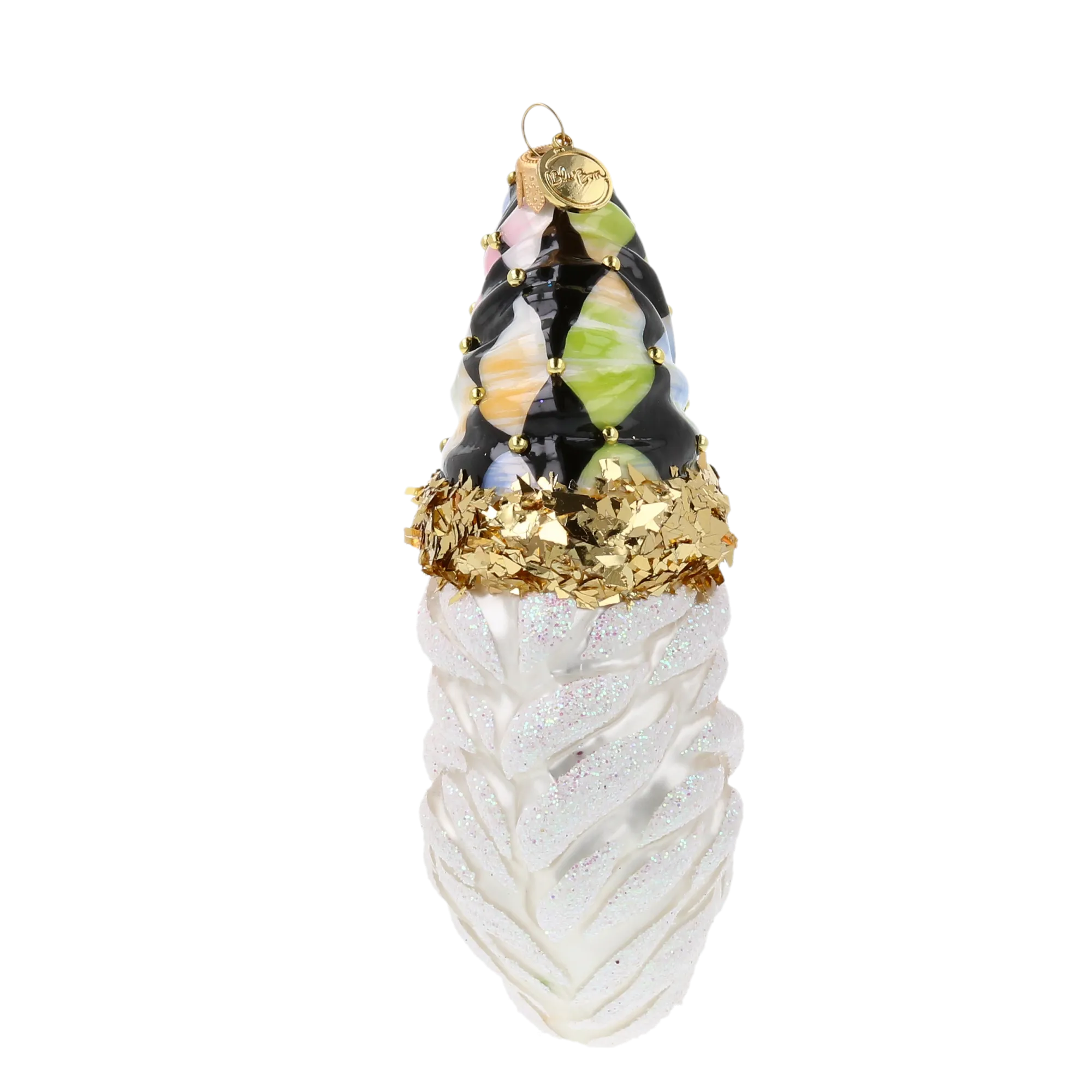 Harlequin Moon Santa Premium christmas glass ornament 2025-208