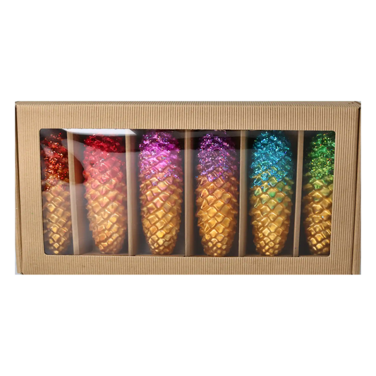 Tęczowe Szyszki Leśne zestaw szklanych ozdób