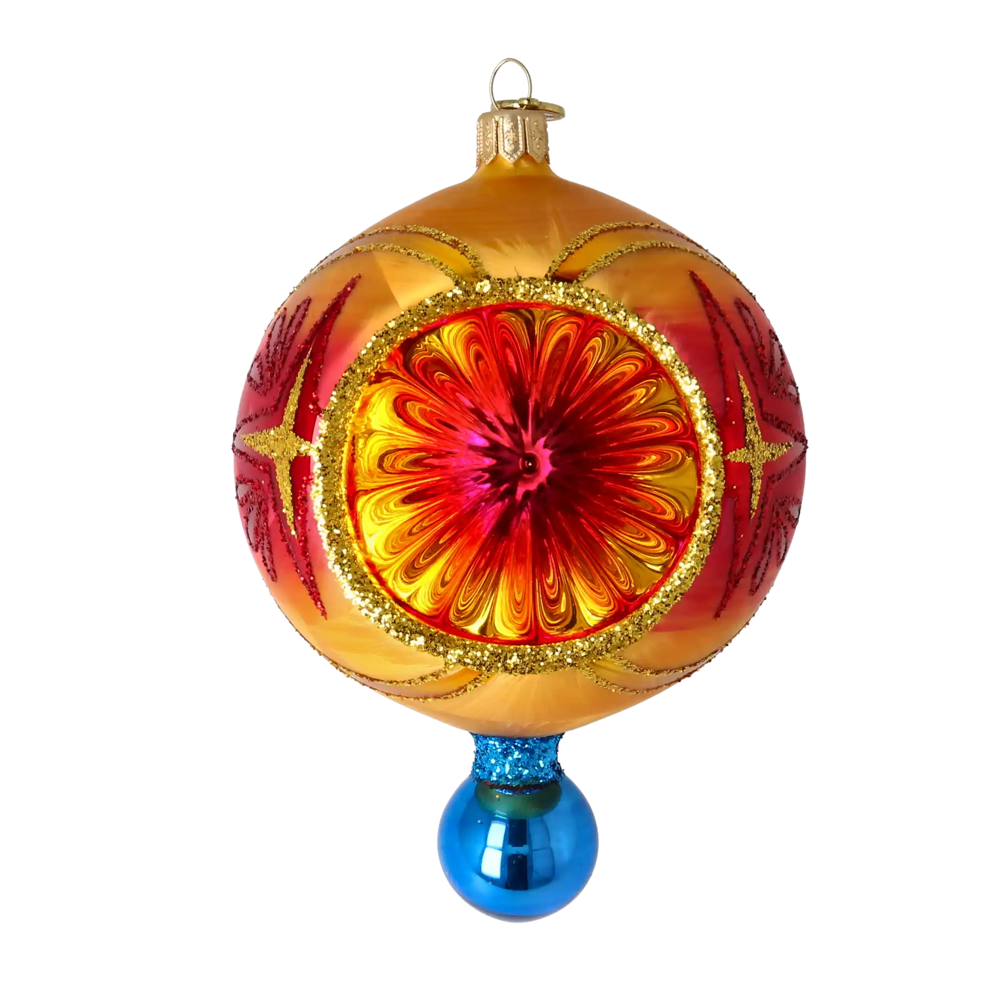Sunburst Jewel – Handcrafted Reflector Glass Christmas Ornament free blowing