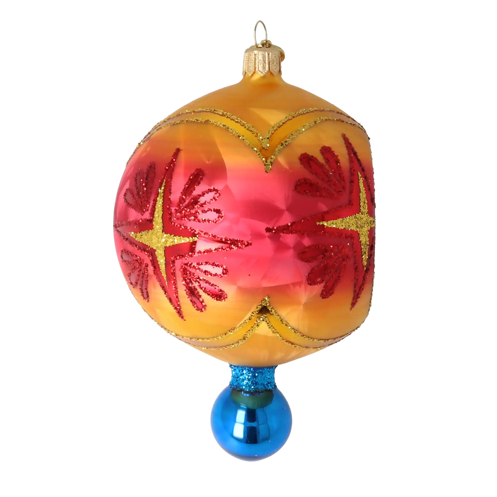 Sunburst Jewel – Handcrafted Reflector Glass Christmas Ornament free blowing