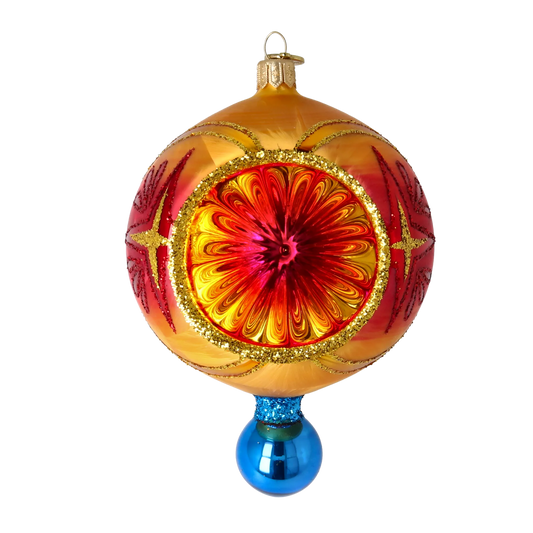 Sunburst Jewel – Handcrafted Reflector Glass Christmas Ornament free blowing 2025-214