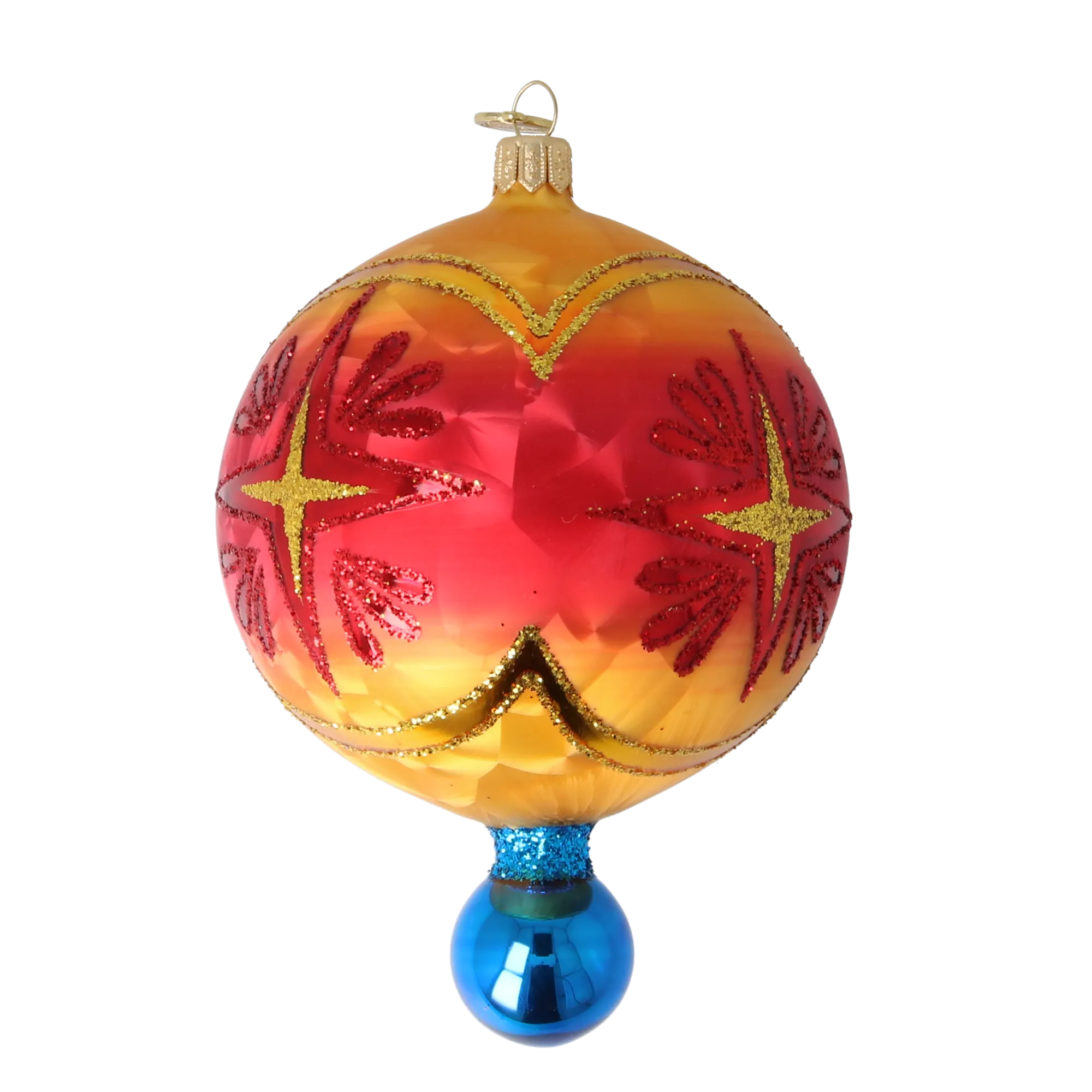 Sunburst Jewel – Handcrafted Reflector Glass Christmas Ornament free blowing 2025-214