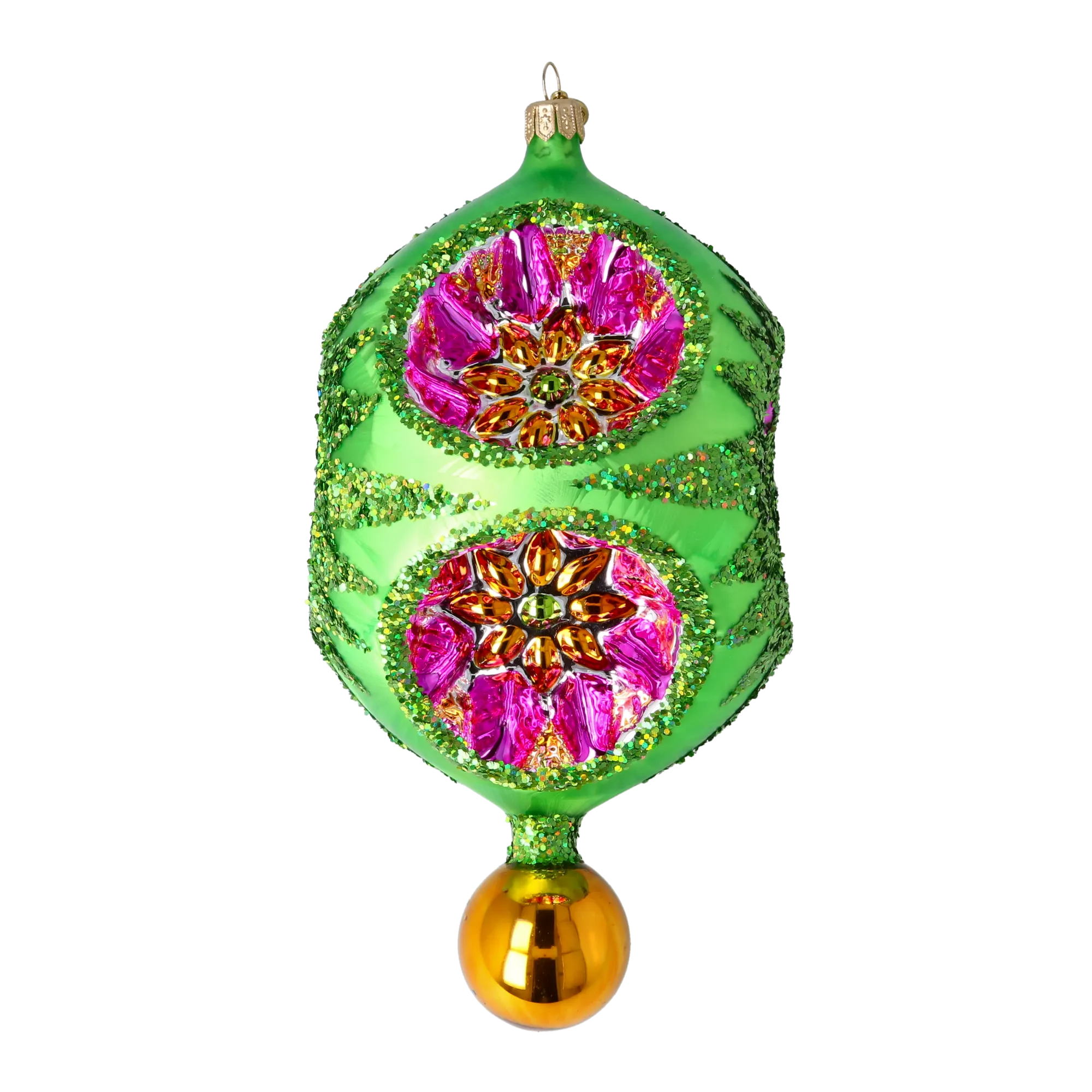Emerald Garden Echo | Hand-Painted Glass Ornament | Blubom 2026-001