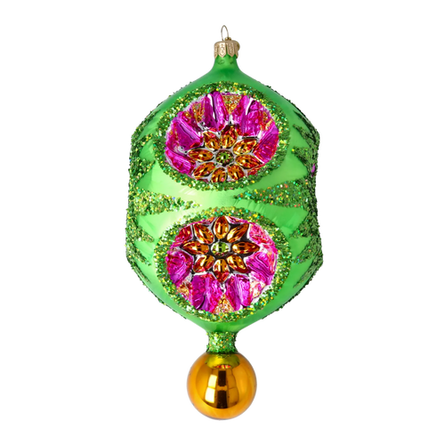 Emerald Garden Echo | Hand-Painted Glass Ornament | Blubom 2026-001