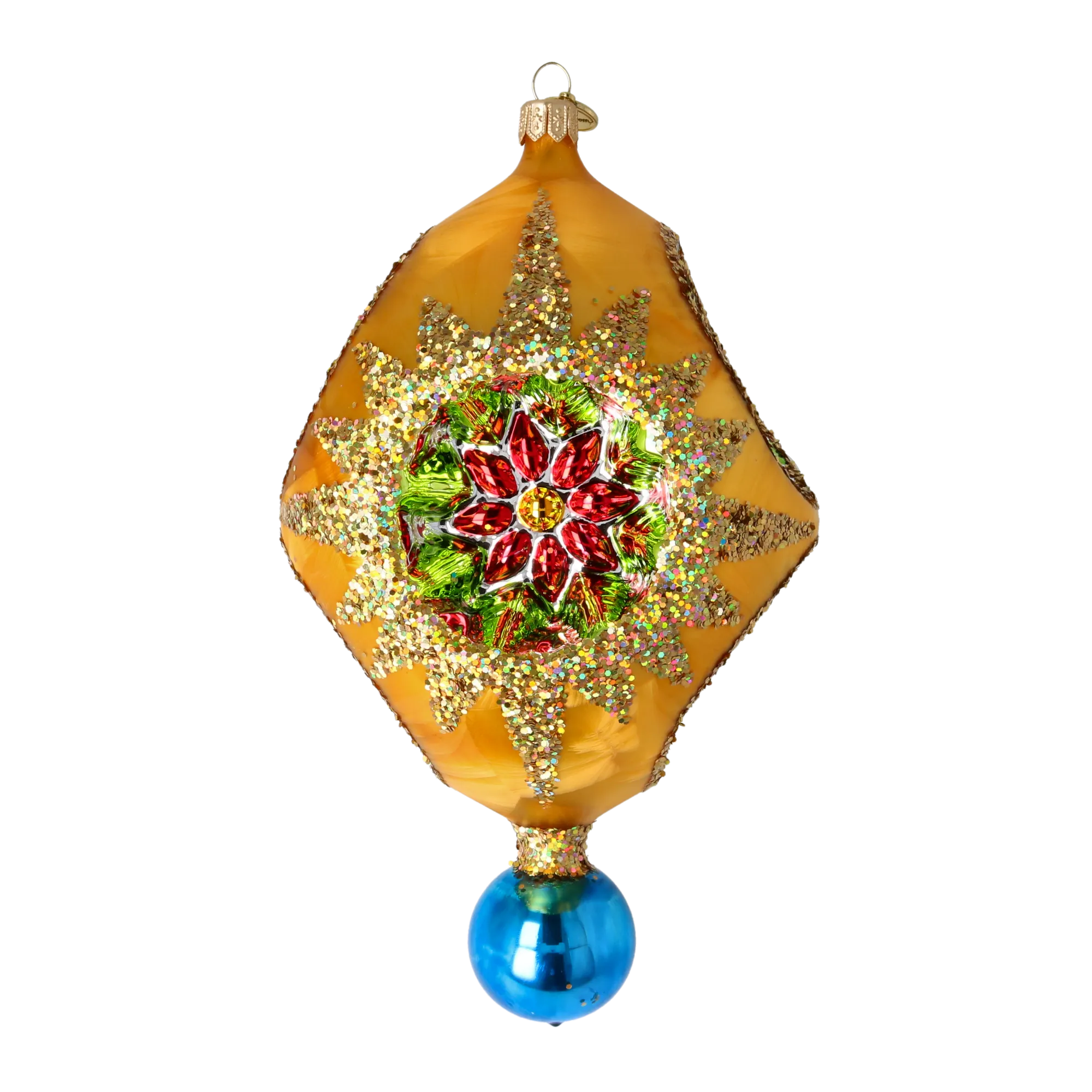 Gilded Solstice Resonance | Hand-Painted Glass Ornament | Blubom 2026-002