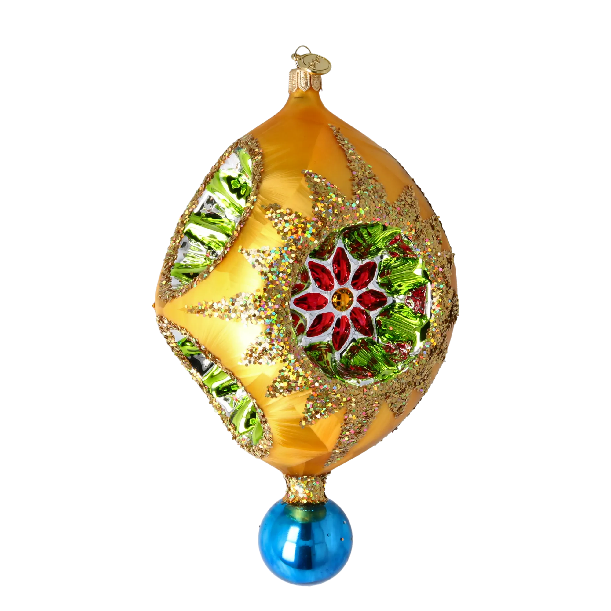 Gilded Solstice Resonance | Hand-Painted Glass Ornament | Blubom 2026-002