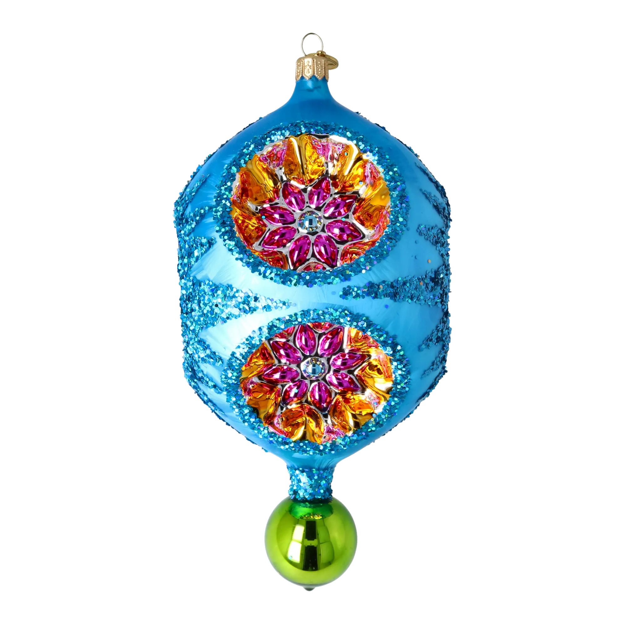 Cosmic Bloom in Sapphire Sky Glass Christmas Collection: Celestial Jewel Ornaments 2026-003