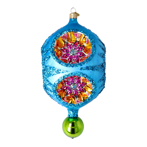 Azure Petal Resonance | Hand-Painted Glass Ornament | Blubom 2026-003