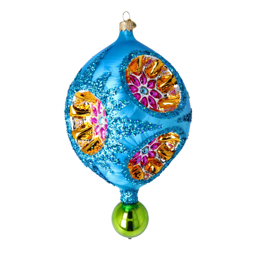 Azure Petal Resonance | Hand-Painted Glass Ornament | Blubom 2026-003