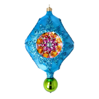 Azure Petal Resonance | Hand-Painted Glass Ornament | Blubom 2026-003