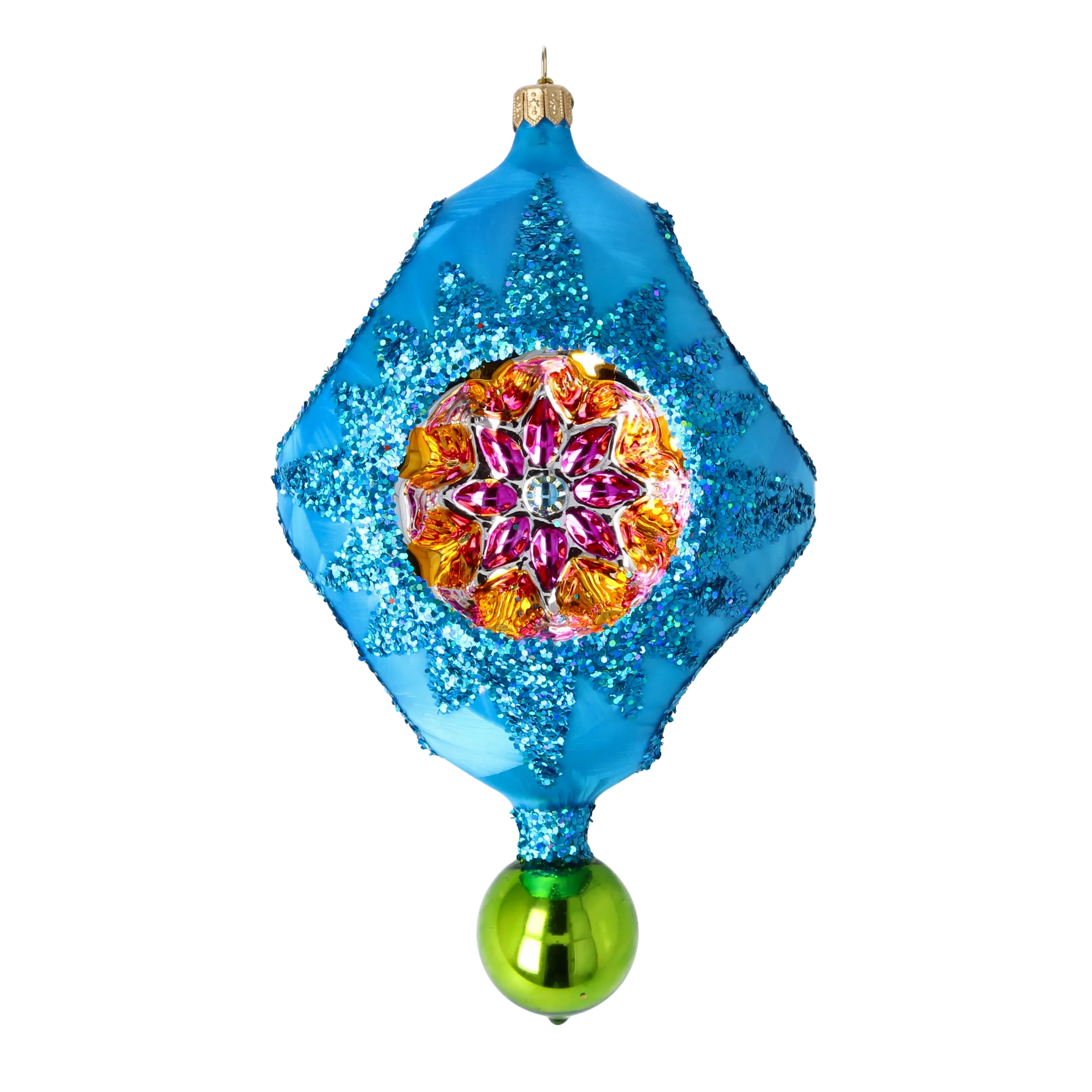 Azure Petal Resonance | Hand-Painted Glass Ornament | Blubom 2026-003