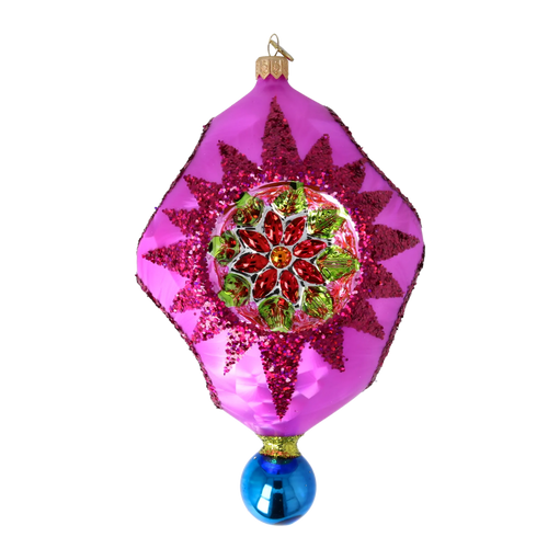 Magenta Astral Echo | Hand-Painted Glass Ornament | Blubom 2026-004