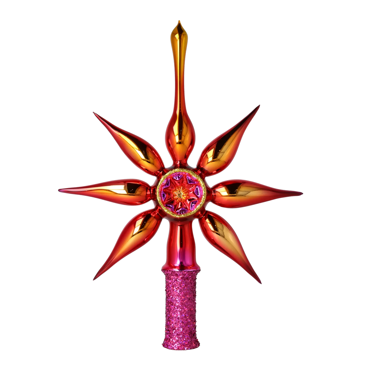Crimson Zenith Pulse | Hand-Painted Glass Ornament | Blubom 2026-066
