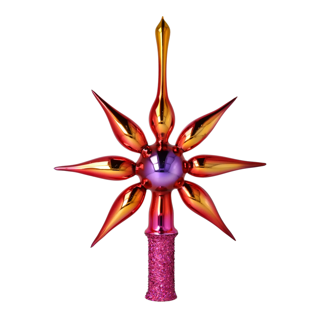 Crimson Zenith Pulse | Hand-Painted Glass Ornament | Blubom 2026-066