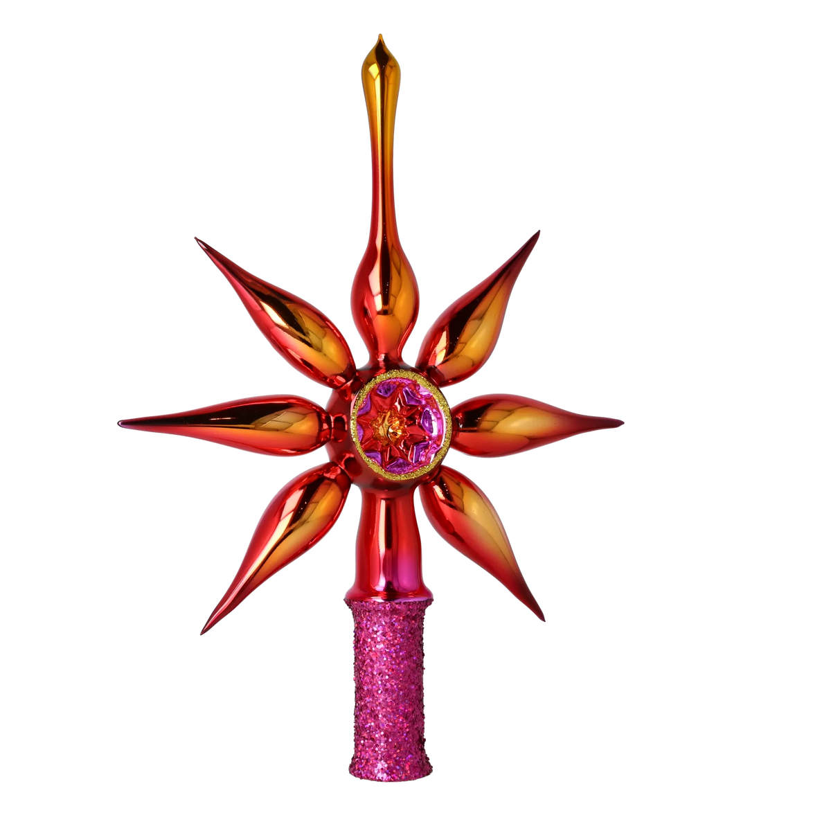Crimson Zenith Pulse | Hand-Painted Glass Ornament | Blubom 2026-066