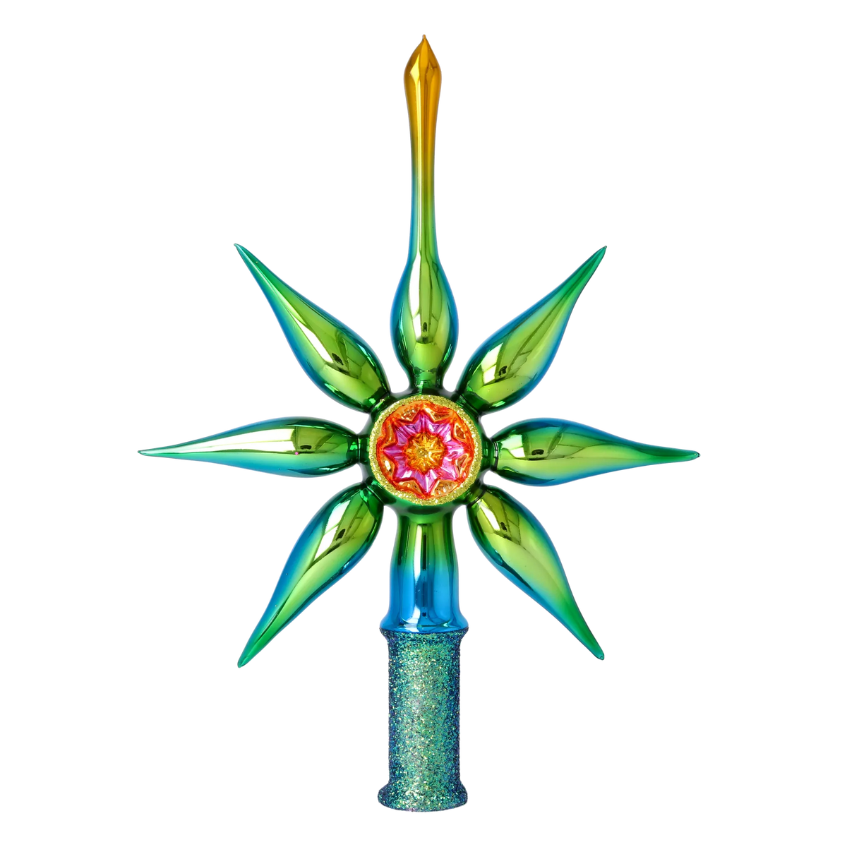 Emerald Meridian | Hand-Painted Glass Ornament | Blubom 2026-067