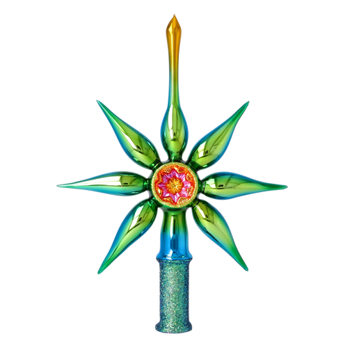 Emerald Meridian | Hand-Painted Glass Ornament | Blubom 2026-067