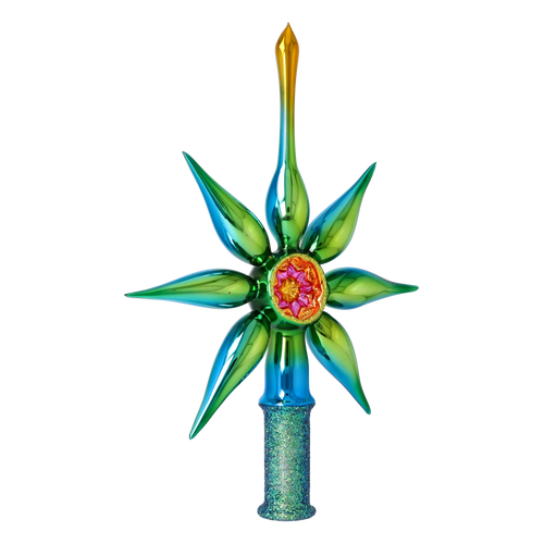 Emerald Meridian | Hand-Painted Glass Ornament | Blubom 2026-067