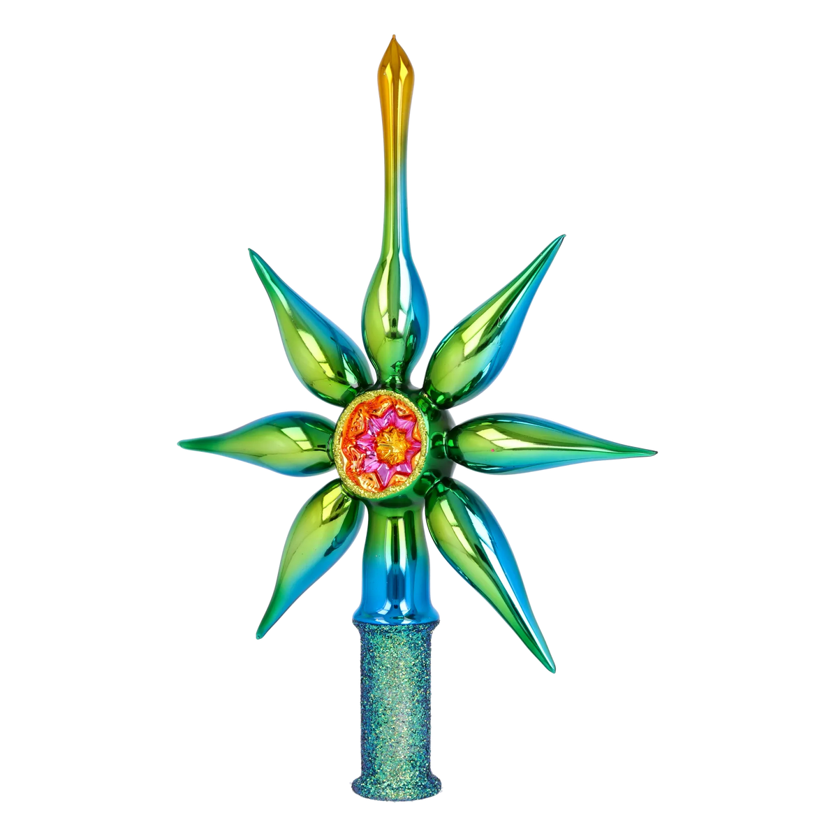 Emerald Meridian | Hand-Painted Glass Ornament | Blubom 2026-067