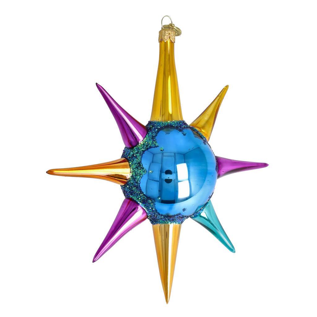 Cobalt Meridian Pulse | Hand-Painted Glass Ornament | Blubom 2026-068