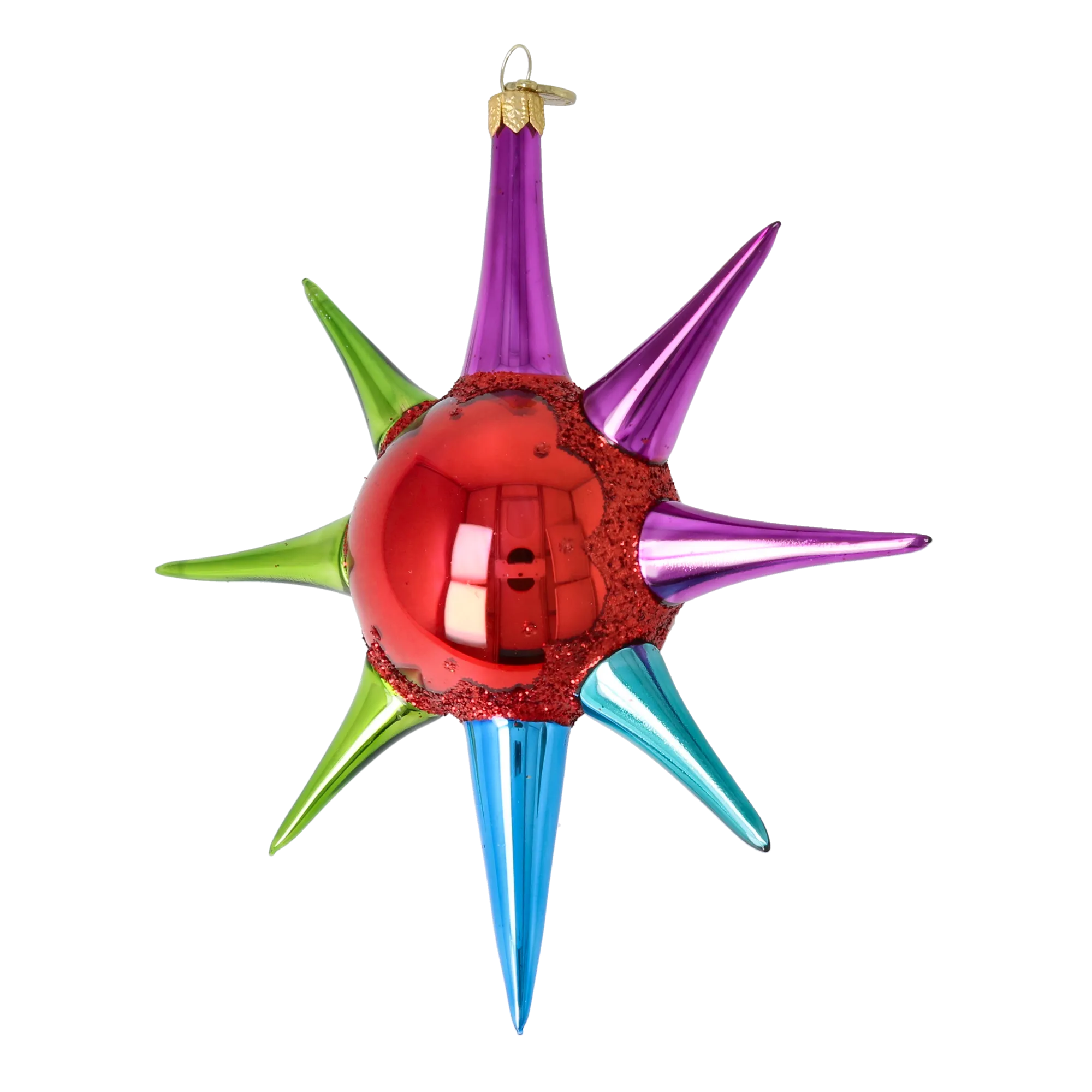 Ruby Prism Sunburst. Christmas ornament free blowing PRE-ORDER 2026-069