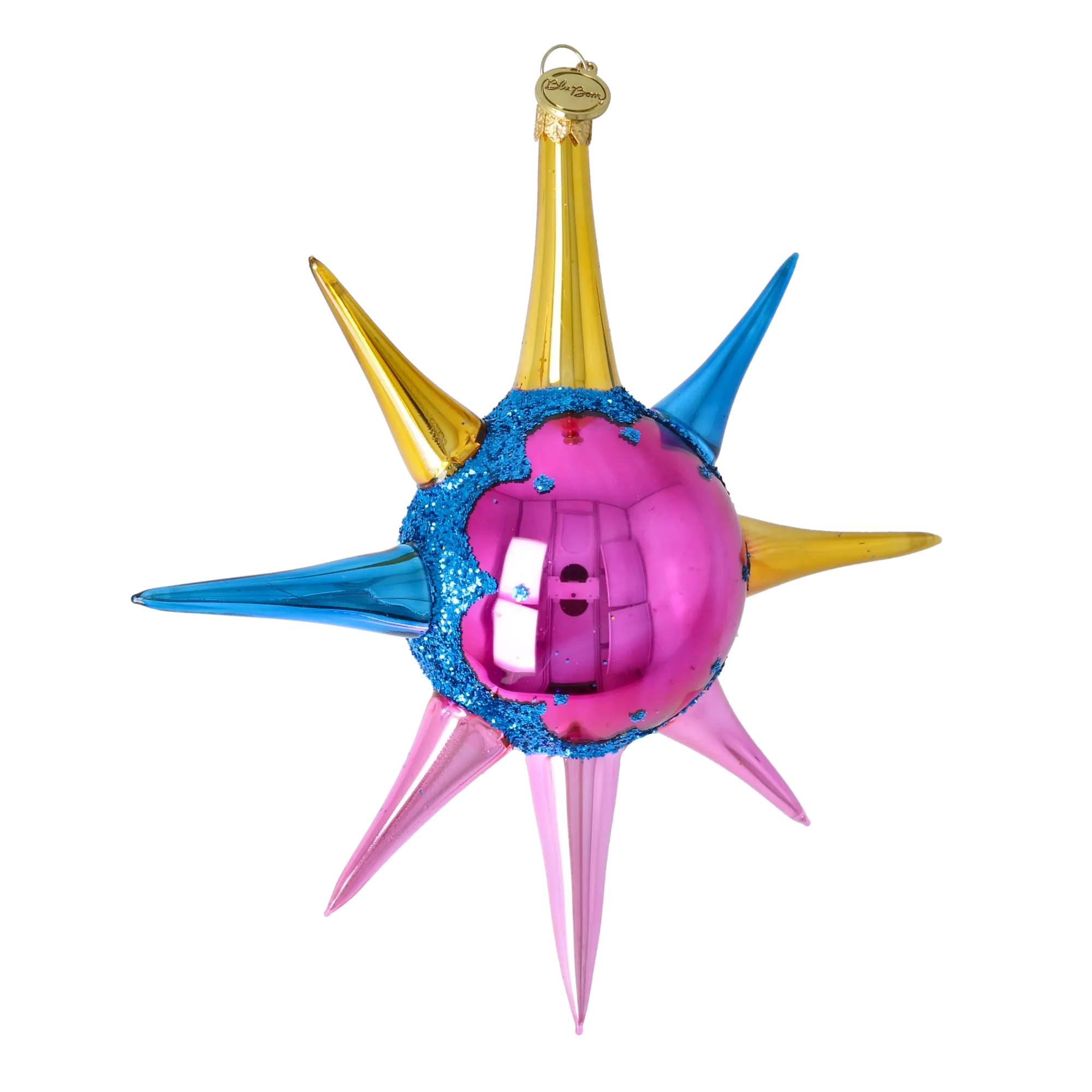 Pink Aurora Sunburst Christmas ornament free blowing PRE-ORDER 2026-070