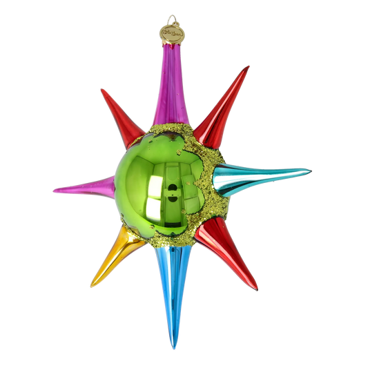 Emerald Glow Sunburst Glass Christmas ornament free blowing PRE-ORDER 2026-071