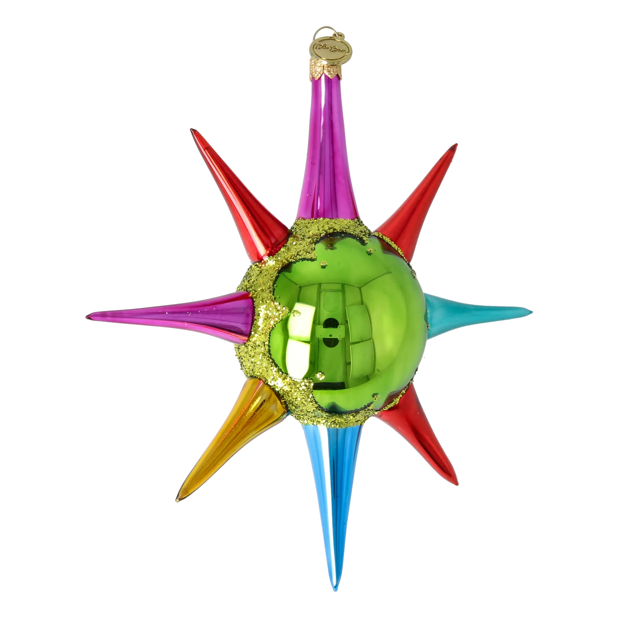 Emerald Glow Sunburst Glass Christmas ornament free blowing PRE-ORDER 2026-071