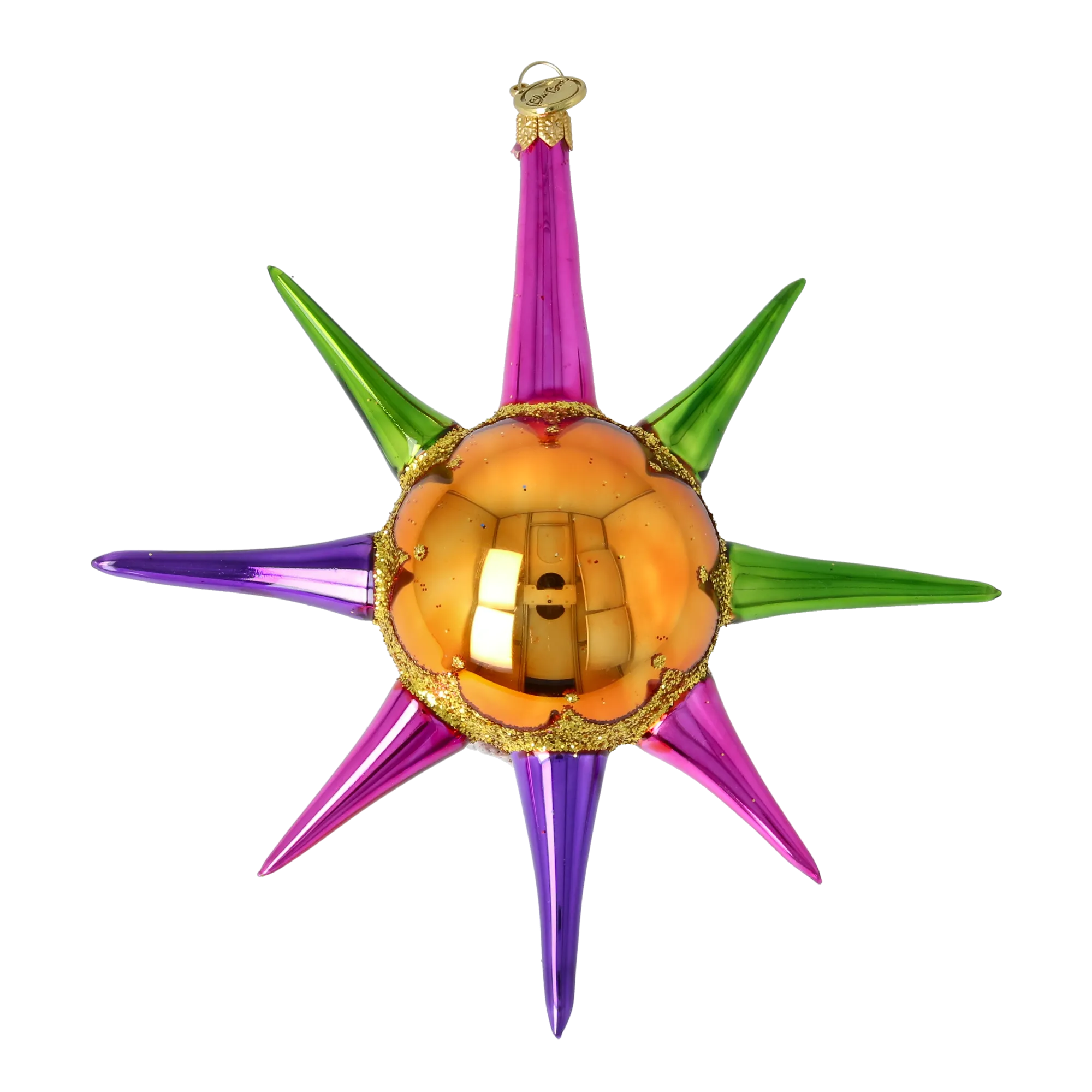 Amber Zenith Pulse | Hand-Painted Glass Ornament | Blubom 2026-072