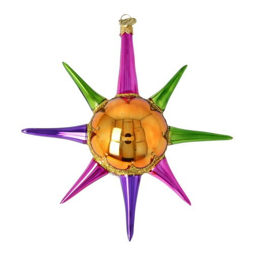 Amber Zenith Pulse | Hand-Painted Glass Ornament | Blubom 2026-072