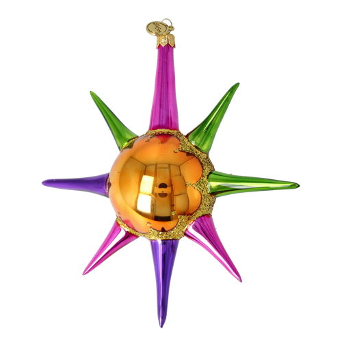 Amber Zenith Pulse | Hand-Painted Glass Ornament | Blubom 2026-072