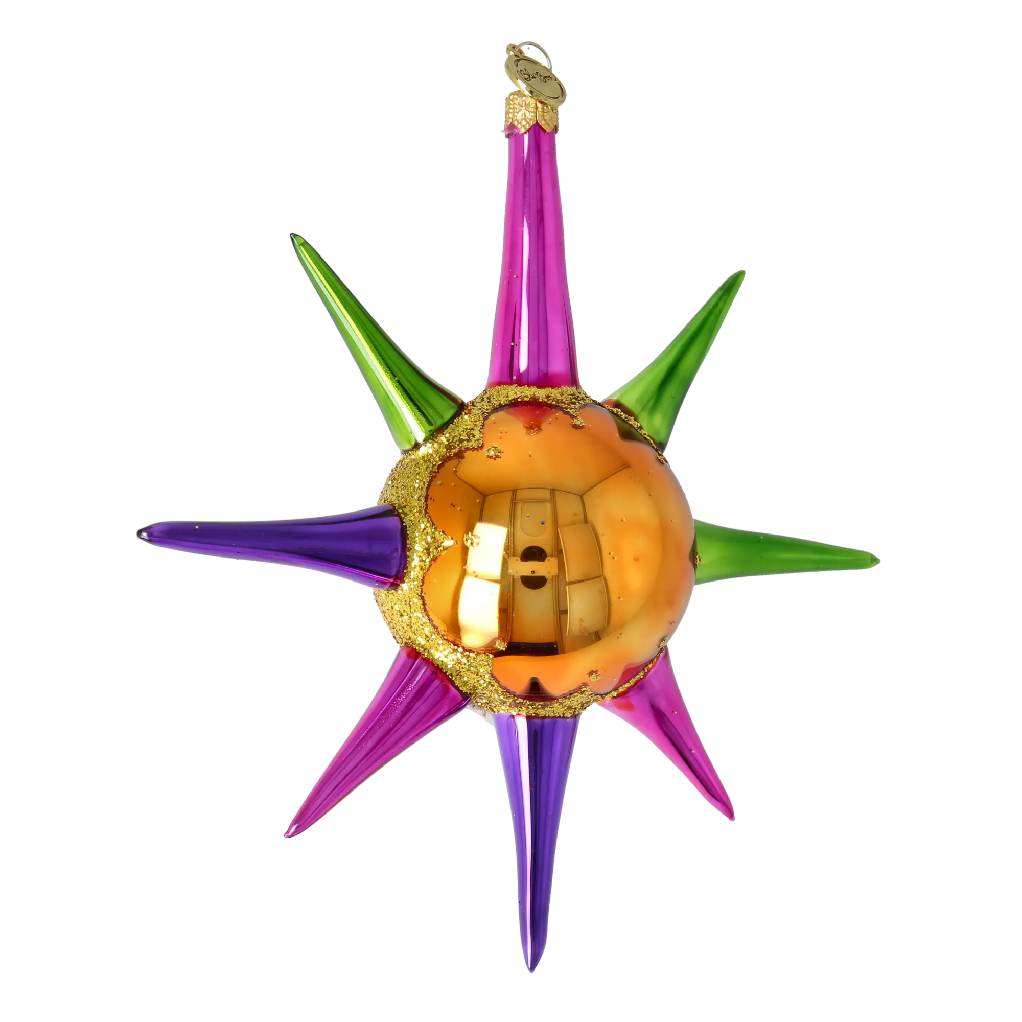 Amber Blossom Sunburst Glass Christmas ornament free blowing PRE-ORDER 2026-072