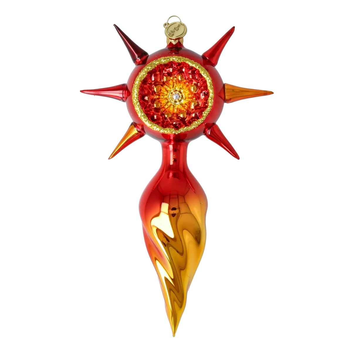 Crimson Solstice Vigil | Hand-Painted Glass Ornament | Blubom 2026-074