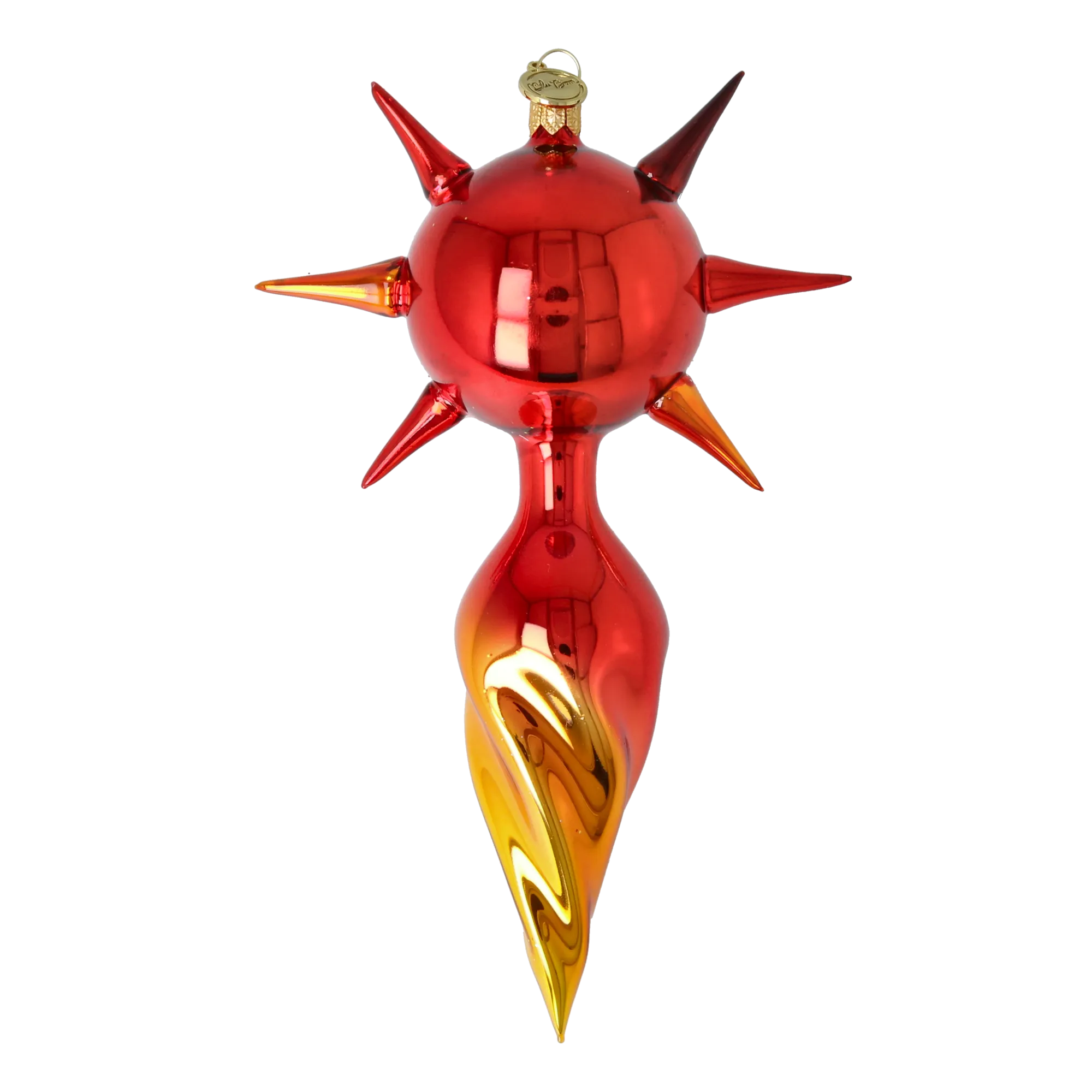 Crimson Solstice Vigil | Hand-Painted Glass Ornament | Blubom 2026-074