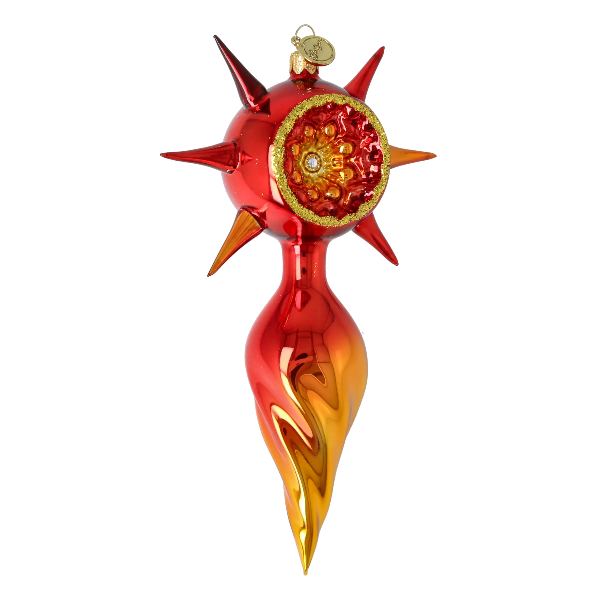 Crimson Solstice Vigil | Hand-Painted Glass Ornament | Blubom 2026-074
