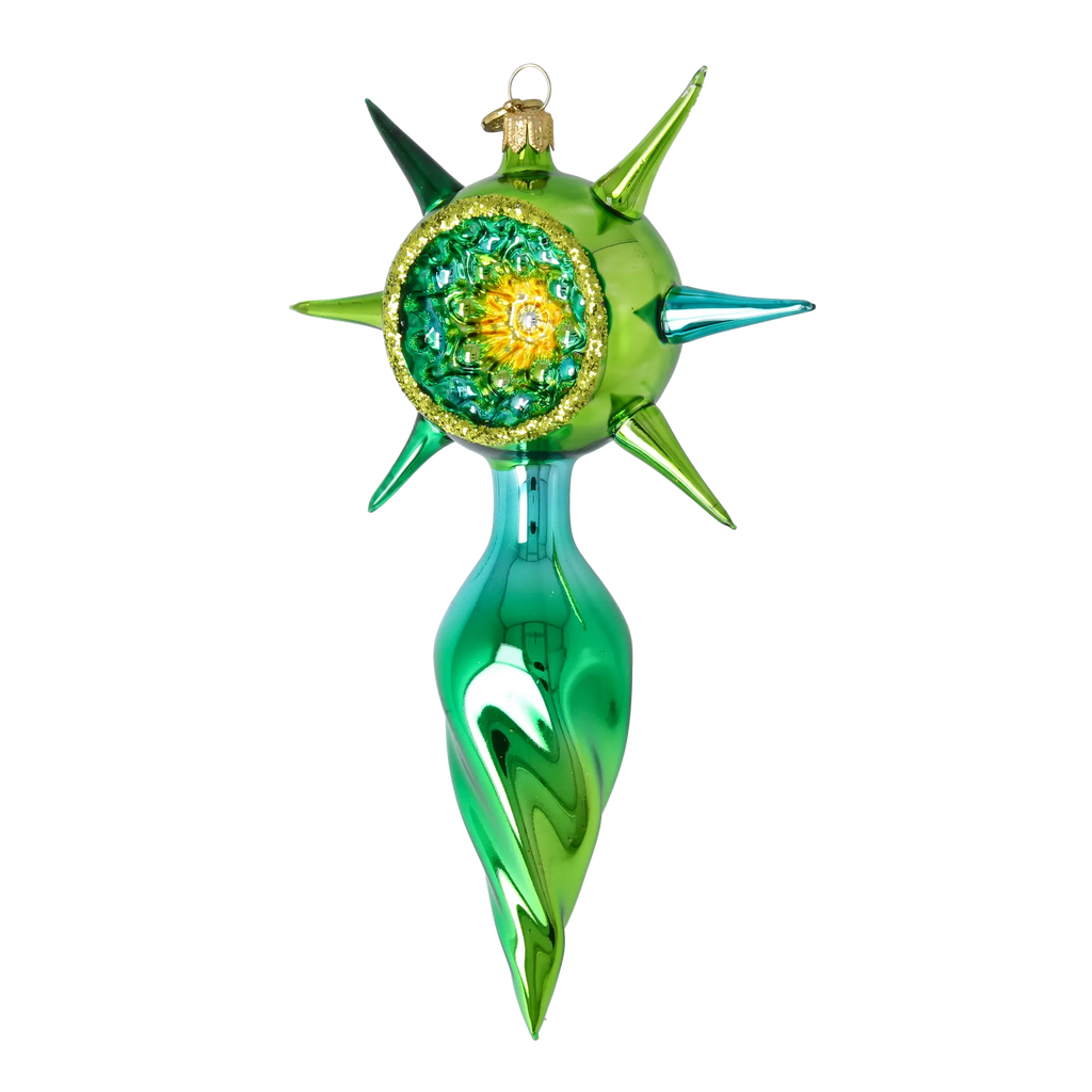 Verdant Zenith | Hand-Painted Glass Ornament | Blubom 2026-079