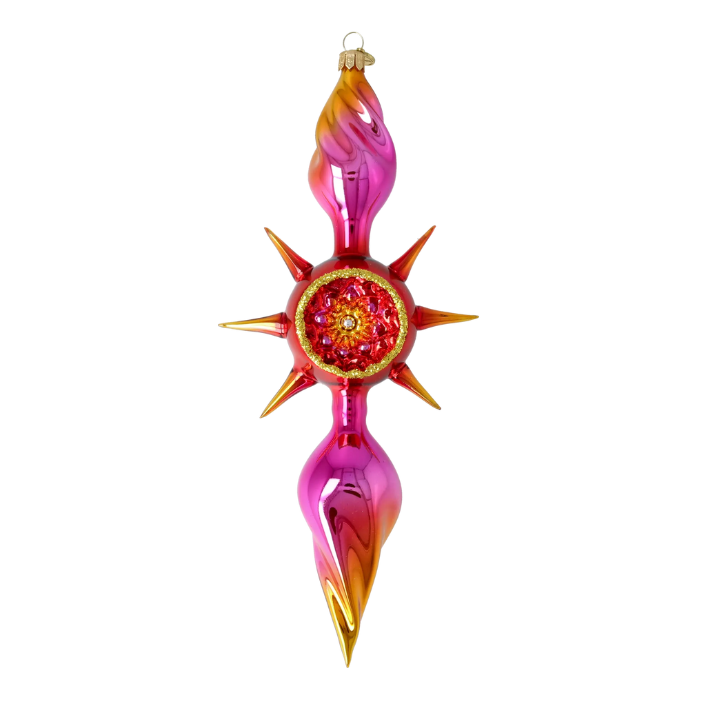 Magenta Solstice Zenith | Hand-Painted Glass Ornament | Blubom 2026-080