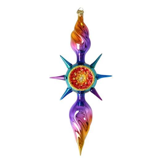 Magenta Flame Star Glass Christmas ornament free blowing PRE-ORDER 2026-082