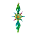 Emerald Zenith Flare | Hand-Painted Glass Ornament | Blubom 2026-085