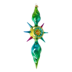 Emerald Zenith Flare | Hand-Painted Glass Ornament | Blubom 2026-085