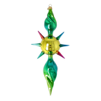 Emerald Zenith Flare | Hand-Painted Glass Ornament | Blubom 2026-085
