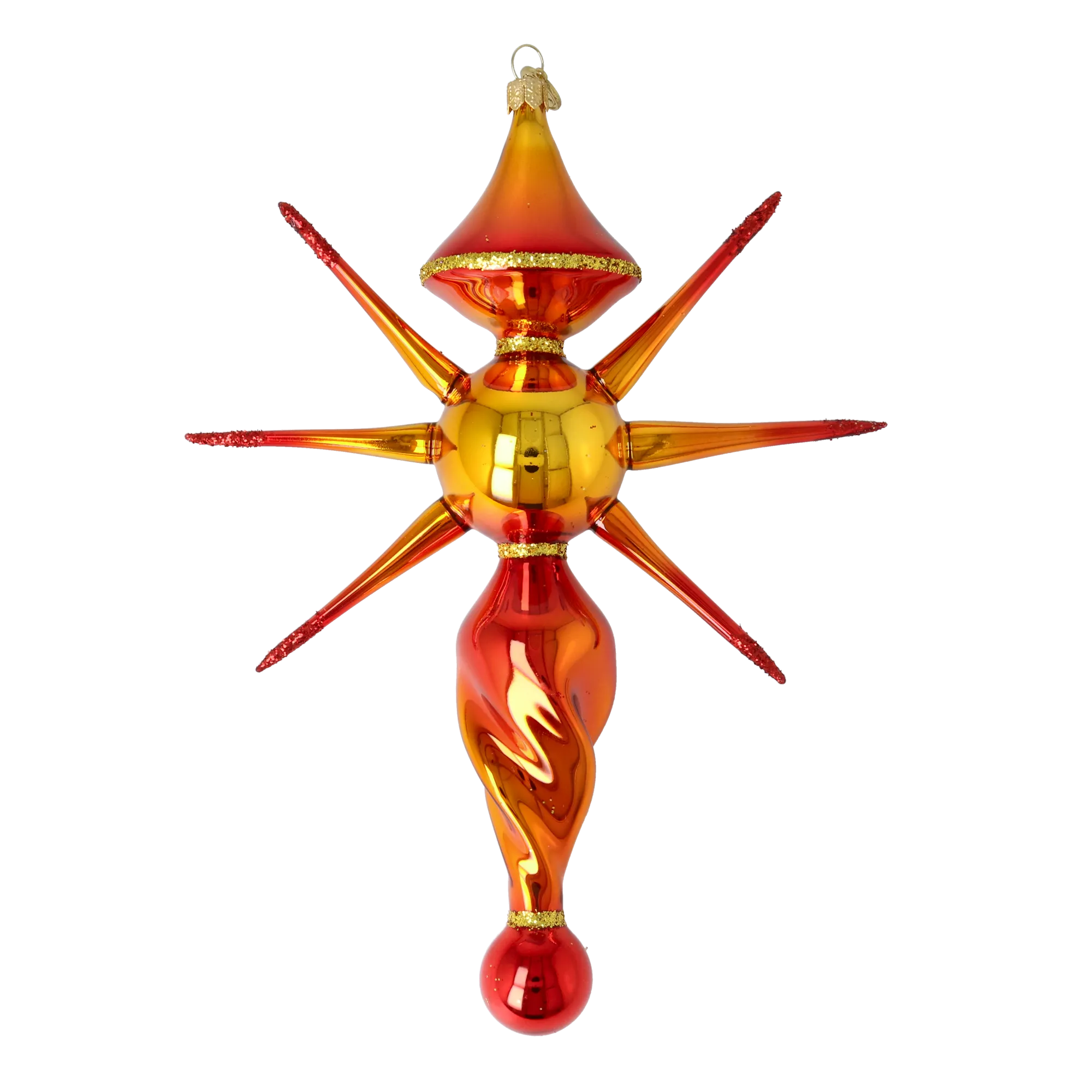 Golden Ember Star Glass Christmas ornament free blowing PRE-ORDER 2026-086