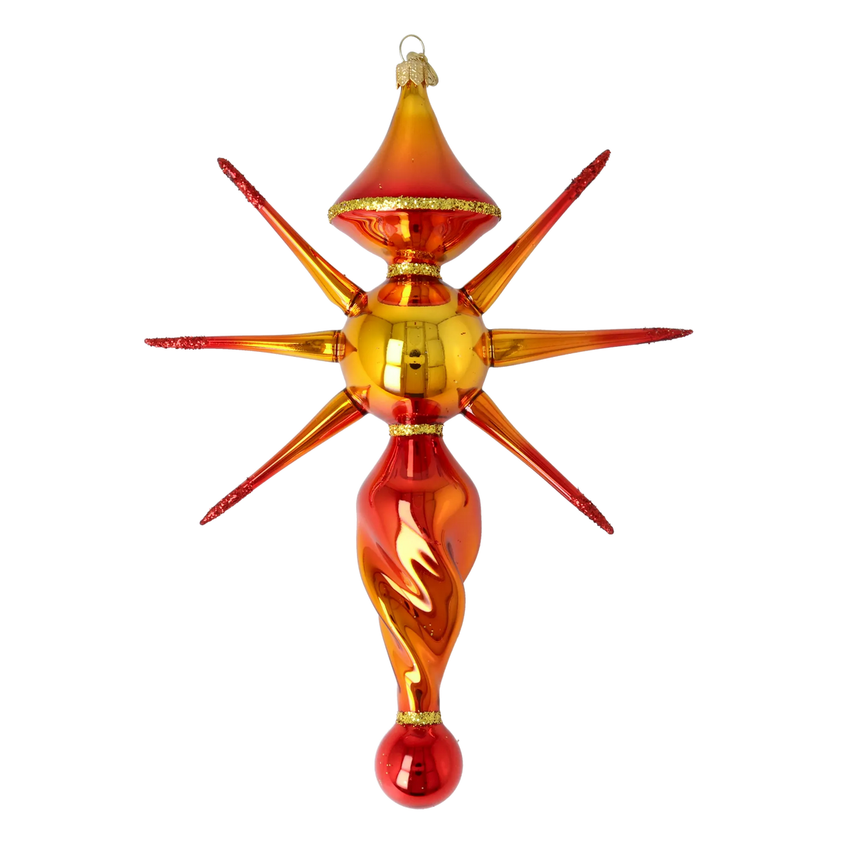 Gilded Ember Zenith | Hand-Painted Glass Ornament | Blubom 2026-086