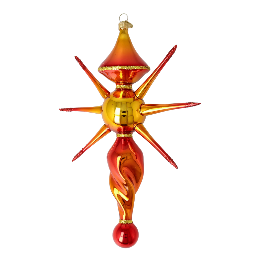 Gilded Ember Zenith | Hand-Painted Glass Ornament | Blubom 2026-086