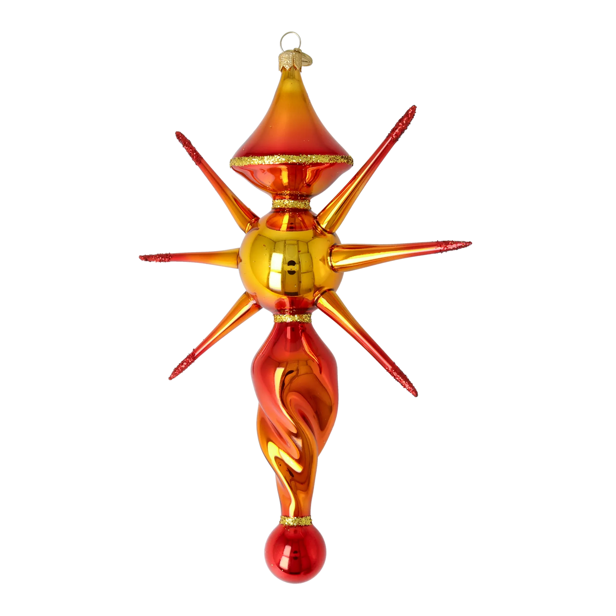Gilded Ember Zenith | Hand-Painted Glass Ornament | Blubom 2026-086